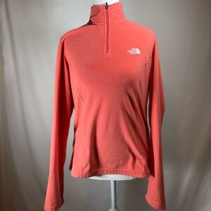 The North Face Women's coral Pink Fleece Quarter Zip Pullover- Size Medium